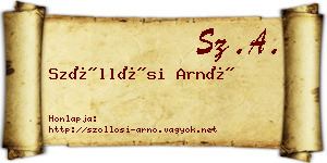 Szőllősi Arnó névjegykártya